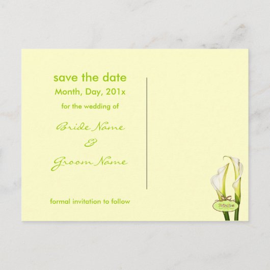 Sla de datum op, calla lelie briefkaarten (Achterkant)