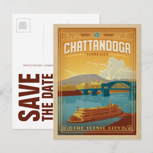 Sla de datum op - Chattanooga, TN Aankondigingskaart (Voorkant / Achterkant)