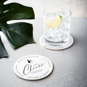 Sla de datum op Cheer! Gratis Drinken & een bruilo Ronde Kartonnen Onderzetter