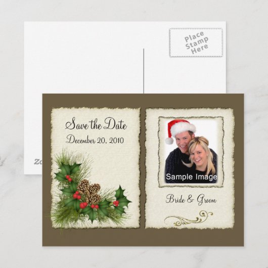 Sla de datum op - Christmas Photo Briefkaart (Voorkant / Achterkant)