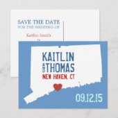 Sla de datum op - - Connecticut Aankondigingskaart (Voorkant / Achterkant)