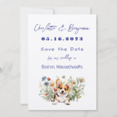Sla de datum op Corgi Dog Wedding Aankondigingen (Voorkant)