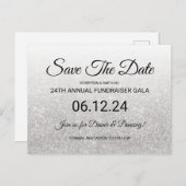 Sla de datum op Corporate Fundraiser Silver Glitte Briefkaart (Voorkant / Achterkant)