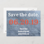 Sla de datum op. Cowboy Denim Aankondigingskaart (Voorkant / Achterkant)
