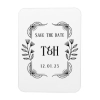 Sla de datum op Custom Art Deco Botanical Monogram