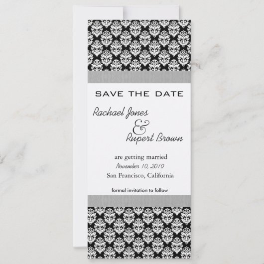 Sla de datum op - Damask BlackElegance Kaart (Voorkant)