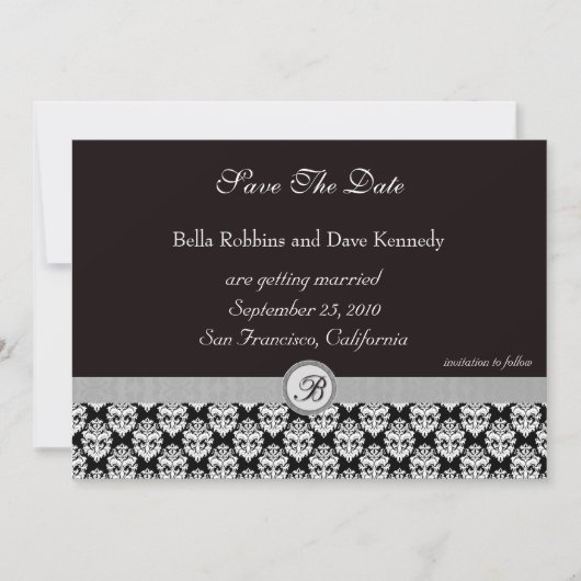 Sla de datum op - Damask BlackElegance Kaart (Voorkant)