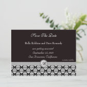Sla de datum op - Damask BlackElegance Kaart (Staand voorkant)