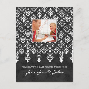Sla de datum op Damask Briefkaart Grey White