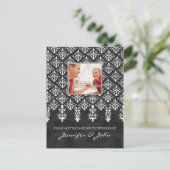 Sla de datum op Damask Briefkaart Grey White (Staand voorkant)