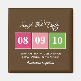 Sla de datum op: Datumblokken - Fuchsia Green Magneet