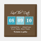 Sla de datum op: Datumblokken - Turquoise Magneet (Voorkant)