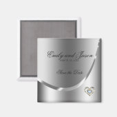 Sla de datum op - diamanten hart en zilveren achte magneet (Voorkant / Achterkant)