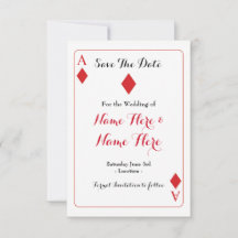 Sla de datum op Diamonds Playing Kaart Wedding Inv