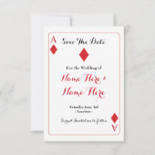 Sla de datum op Diamonds Playing Kaart Wedding Inv (Voorkant)