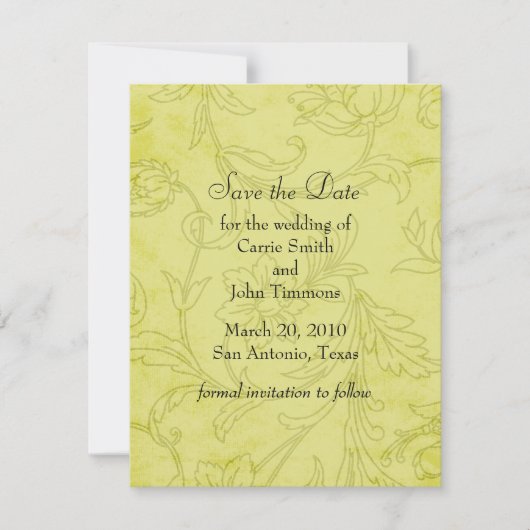 Sla de datum op die Jacobean Damask Save The Date (Voorkant)