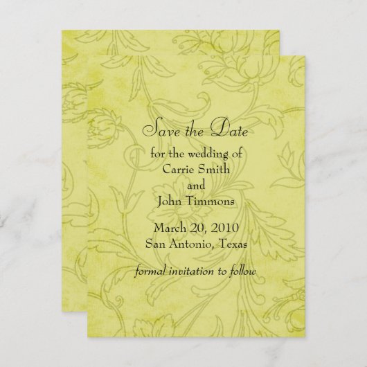 Sla de datum op die Jacobean Damask Save The Date (Voorkant / Achterkant)