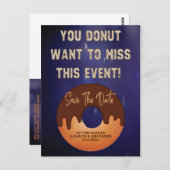 Sla de datum op Donut Neon Event Wedding Briefkaart (Voorkant / Achterkant)