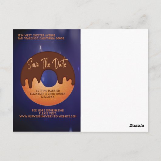 Sla de datum op Donut Neon Event Wedding Briefkaart (Achterkant)