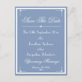 Sla de datum op Dusty Blue Announcement Briefkaart