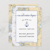 Sla de datum op Dusty Blue Authentic Nautical Char Aankondigingskaart (Voorkant / Achterkant)