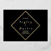 Sla de datum op Eenvoudig Elegant Zwart Echt Goud Folie Uitnodiging (Voorkant)