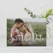 Sla de datum op eenvoudig script horizontale fotok save the date (Staand voorkant)