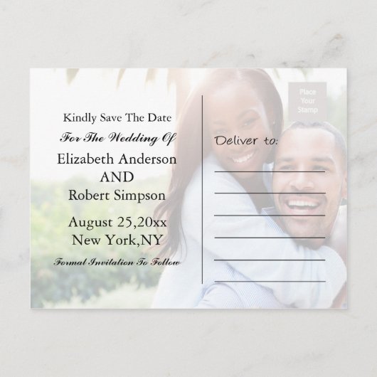 Sla de datum op Eenvoudige foto Aankondigingskaart (Achterkant)