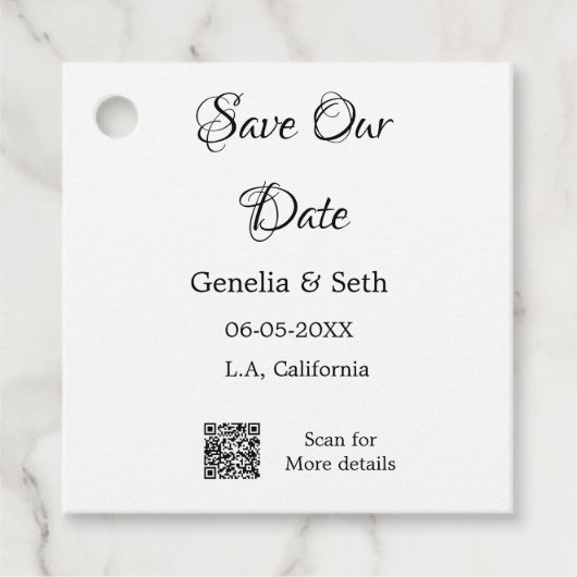 Sla de datum op eenvoudige minimale QR-scan code d Bedankjes Labels (Voorkant)