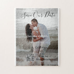Sla de datum op eenvoudige minimale QR-scan code d Legpuzzel