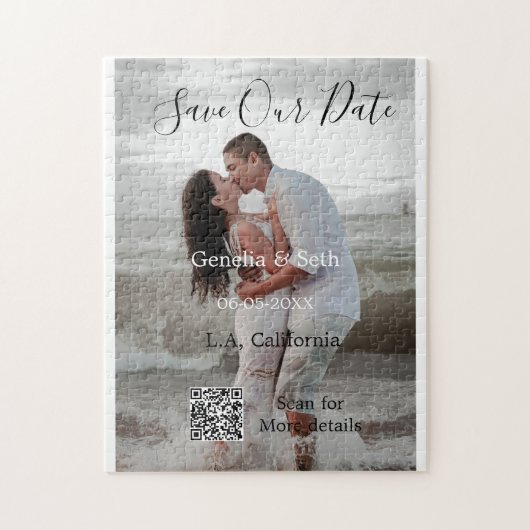 Sla de datum op eenvoudige minimale QR-scan code d Legpuzzel (Verticaal)