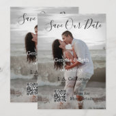 Sla de datum op eenvoudige minimale QR-scan code d Save The Date (Voorkant / Achterkant)