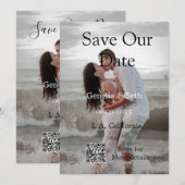 Sla de datum op eenvoudige minimale QR-scan code d Save The Date (Voorkant / Achterkant)