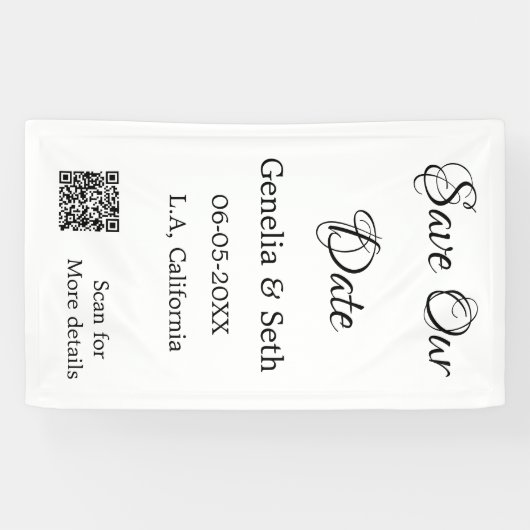 Sla de datum op eenvoudige minimale QR-scan codede Spandoek (Horizontaal)