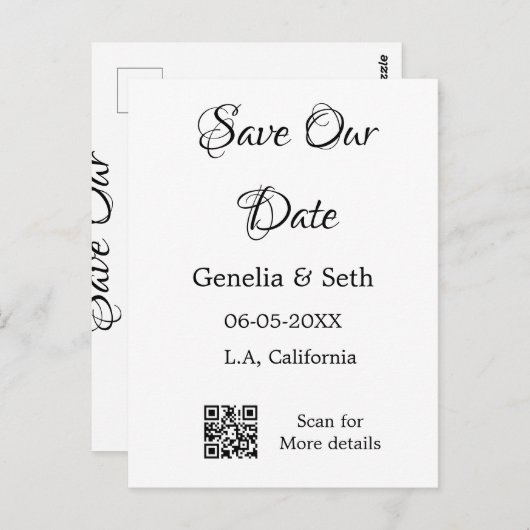 Sla de datum op eenvoudige minimale QR-scancodedet Briefkaart (Voorkant / Achterkant)