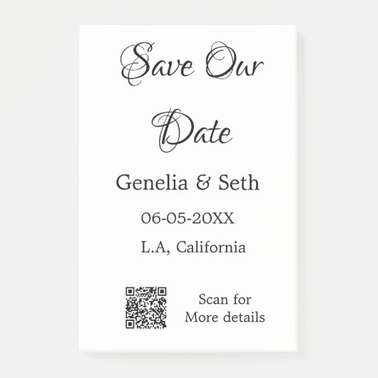 Sla de datum op eenvoudige minimale QR-scancodedet Post-it® Notes (Voorkant)