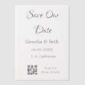 Sla de datum op eenvoudige minimale QR-scancodedet Vellum Uitnodigingen (Voorkant)