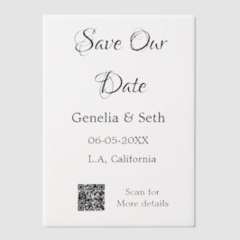 Sla de datum op eenvoudige minimale QR-scancodedet Vellum Uitnodigingen