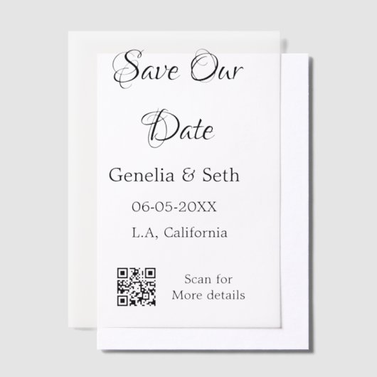 Sla de datum op eenvoudige minimale QR-scancodedet Vellum Uitnodigingen (Offset)