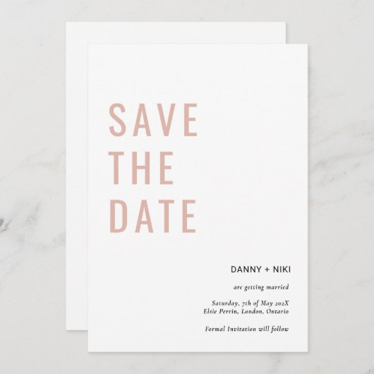 Sla de datum op Eenvoudige Minimalistische Uitnodi Kaart (Voorkant / Achterkant)