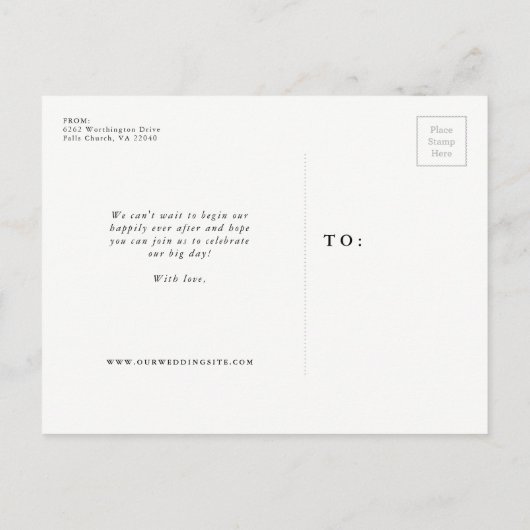 Sla de datum op eenvoudige scriptfoto aankondigingskaart (Achterkant)