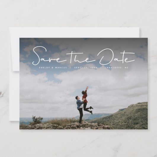 Sla de datum op eenvoudige witte met de hand gesch save the date (Voorkant)