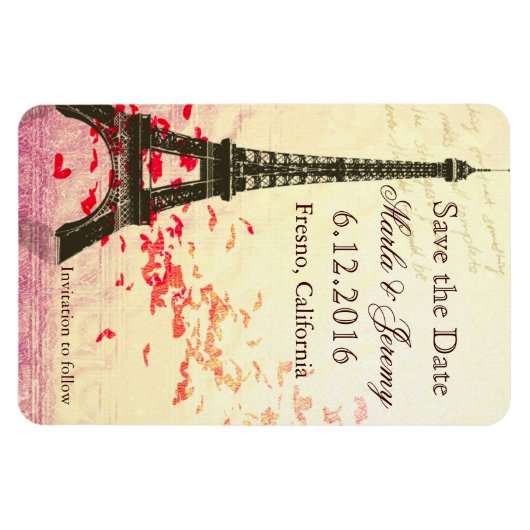 Sla de datum op Eiffeltoren stijl Magneet (Horizontaal)