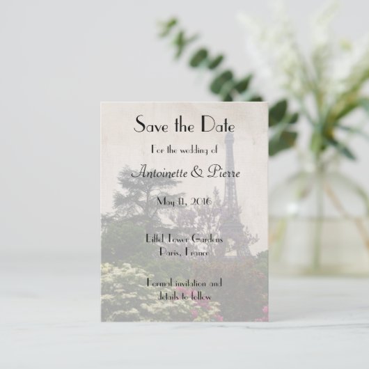 Sla de datum op, Eiffeltoren Thema Aankondigingskaart (Staand voorkant)