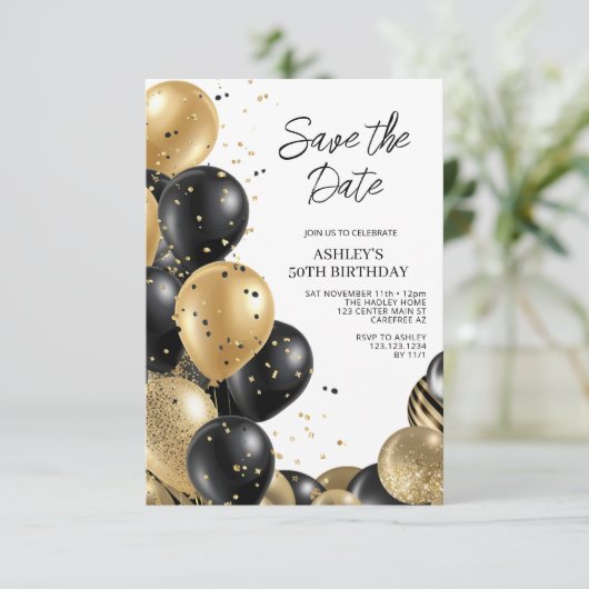 Sla de datum op Elegant 50ste verjaardag Kaart (Staand voorkant)
