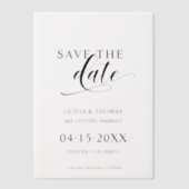 Sla de datum op Elegant Modern Script Wedding Vellum Uitnodigingen (Voorkant)