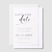 Sla de datum op Elegant Modern Script Wedding Vellum Uitnodigingen (Offset)