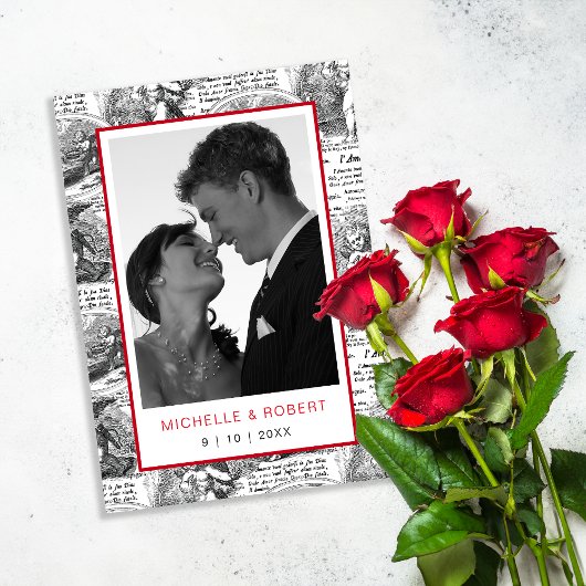 Sla de datum op Elegante antieke cupido foto Kaart