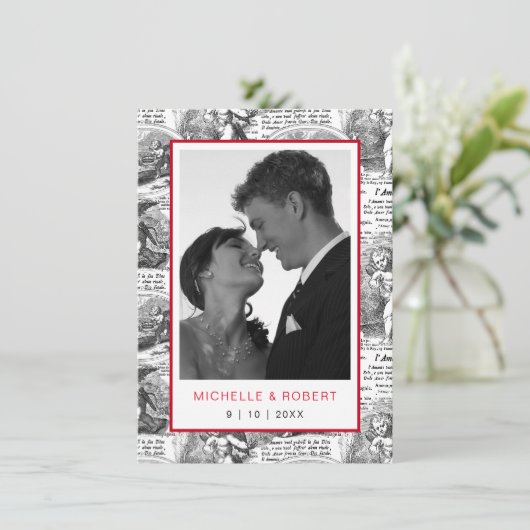 Sla de datum op Elegante antieke Cupido's Foto Kaart (Staand voorkant)