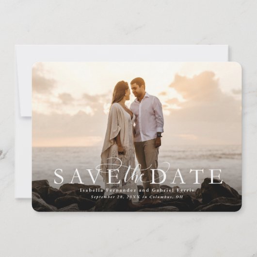 Sla de datum op elegante horizontale fotokaart save the date (Voorkant)